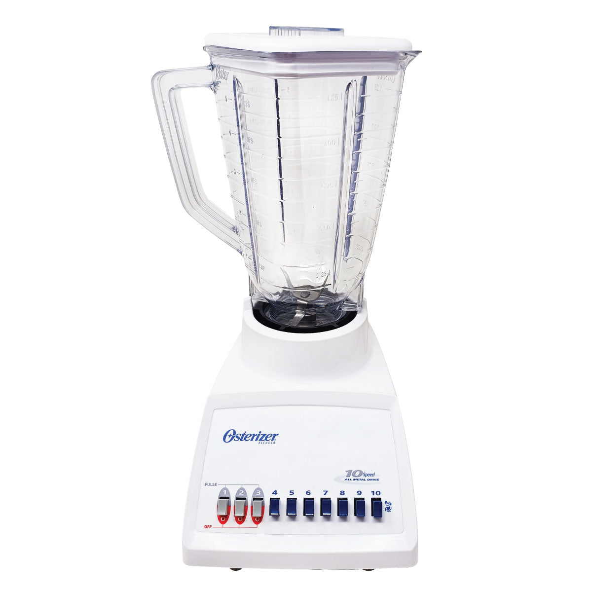 Licuadora 10 Velocidades Vaso Plastico Blanca Oster BLST4108 (2178225) Caja de 4 piezas