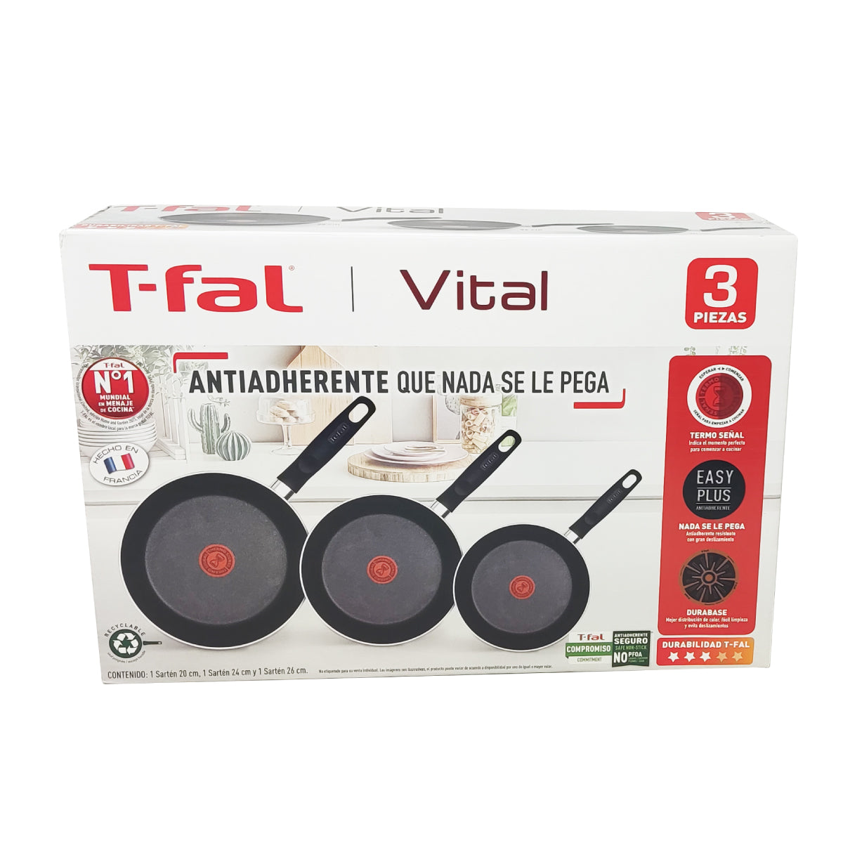 Juego de 3 Sartenes 20/24/26 cm Vital T-Fal 0389300