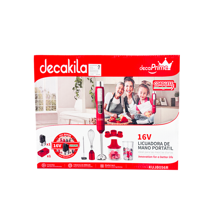 Batidora Roja de Inmersión Inalámbrica Decakila KUJB056R