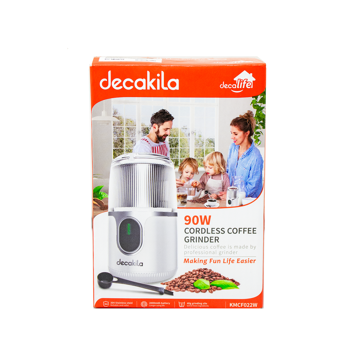 Molino de Café 40g Inalámbrico Blanco Decakila KMCF022W (CAJA DE 12 PIEZAS)