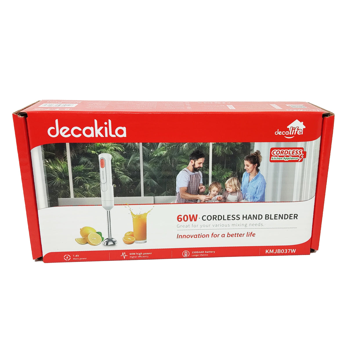 Batidora de Inmersión Blanca 1 Velocidad Inalámbrica Decakila KMJB037W (PAQUETE CON 15 PIEZAS)