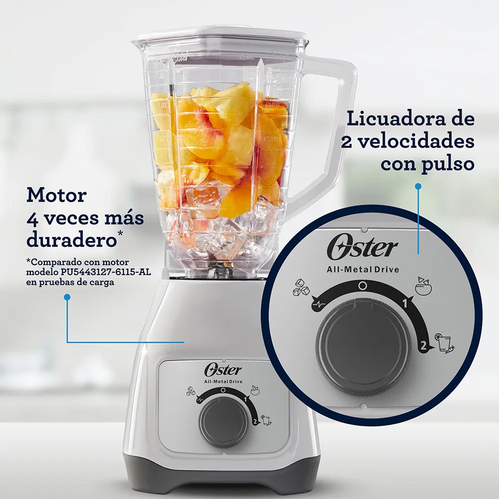 Licuadora Oster® con vaso de plástico y control de perilla BLSTKAPBRD Paquete 4 piezas