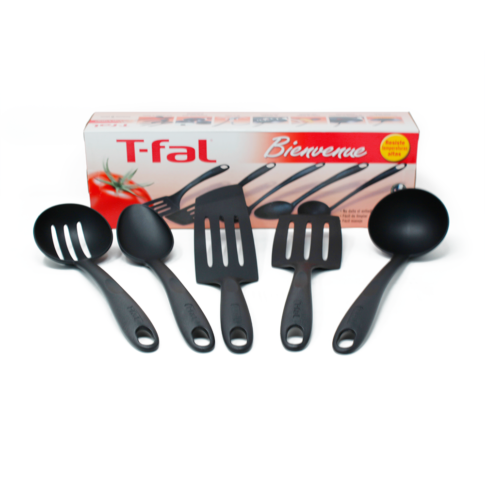 Juego De 5 Utensilios de Silicón Bienvenue Para Cocina En Caja T-fal K1450184M2