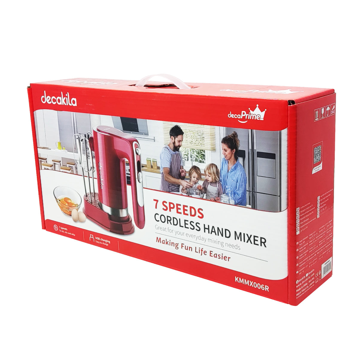Batidora de Mano 7 Velocidades con Accesorios Inalámbrica Roja Decakila KMMX006R (Paquete con 6 Piezas)