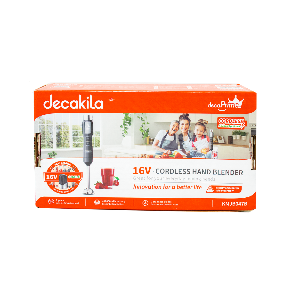 KMJB047B Batidora de Inmersión Inalámbrica de Batería 5 Velocidades Negra Decakila (Caja de 15 Piezas)