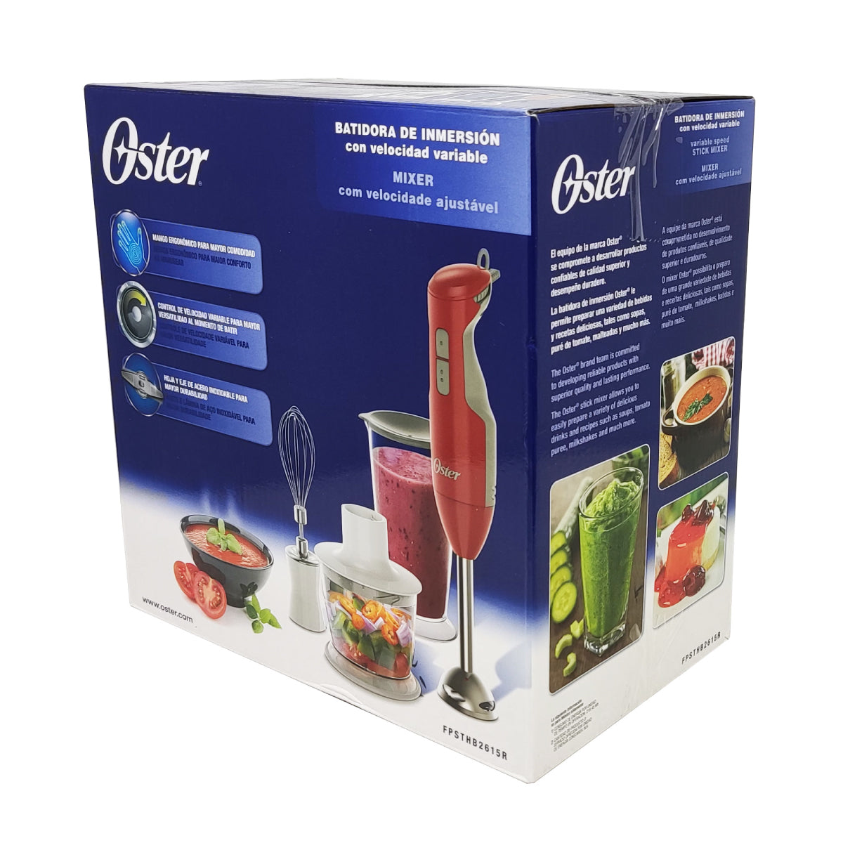 Batidora de Inmersión 2 Velocidades con Accesorios Rojo Oster FPSTHB2615R-013
