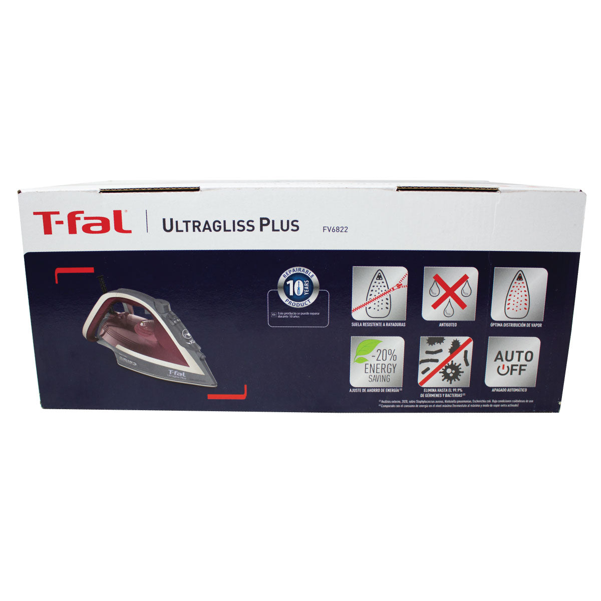 Plancha De Vapor Suela Durilium con Autoapagado Ultragliss Plus Morado T-fal FV6822X0