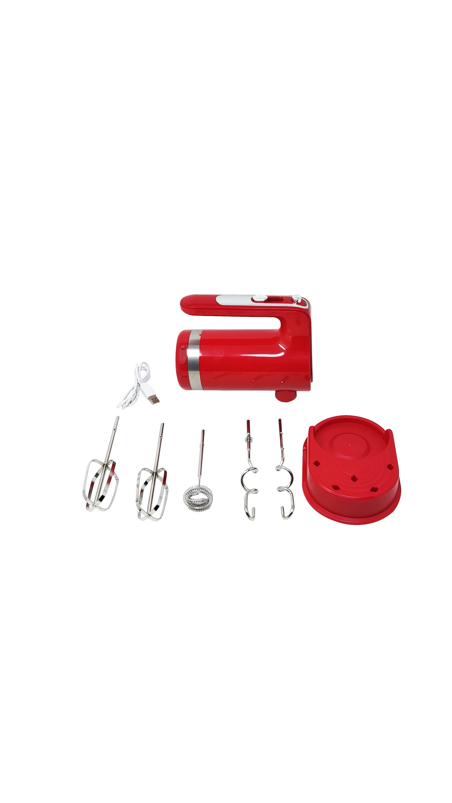 Batidora de Mano 7 Velocidades con Accesorios Inalámbrica Roja Decakila KMMX006R (Paquete con 6 Piezas)