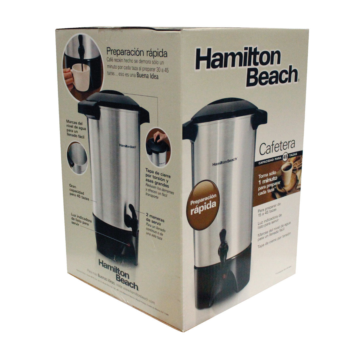 Cafetera Percoladora 45 Tazas Aluminio Hamilton Beach 40515