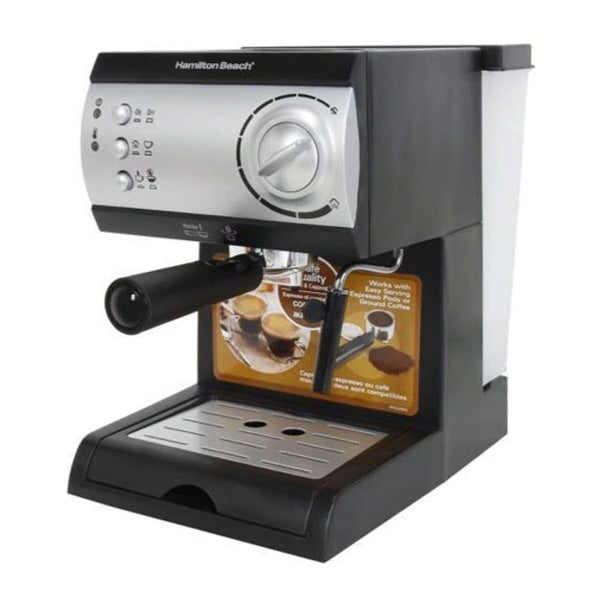 Cafetera de Expreso y Capuchino Para 2 Tazas 15 Bares Negra/plata Hamilton Beach 40715