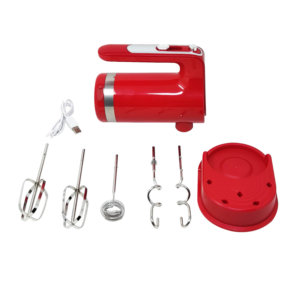 Batidora de Mano 7 Velocidades con Accesorios Inalámbrica Roja Decakila KMMX006R (Paquete con 6 Piezas)