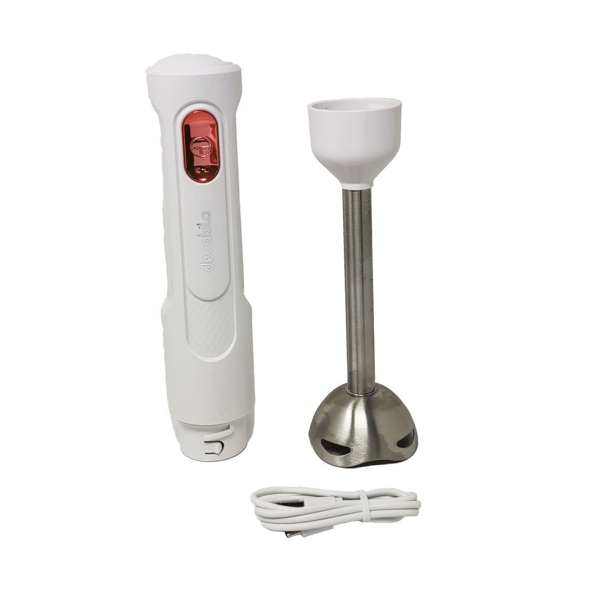 Batidora de Inmersión Blanca 1 Velocidad Inalámbrica Decakila KMJB037W (PAQUETE CON 15 PIEZAS)