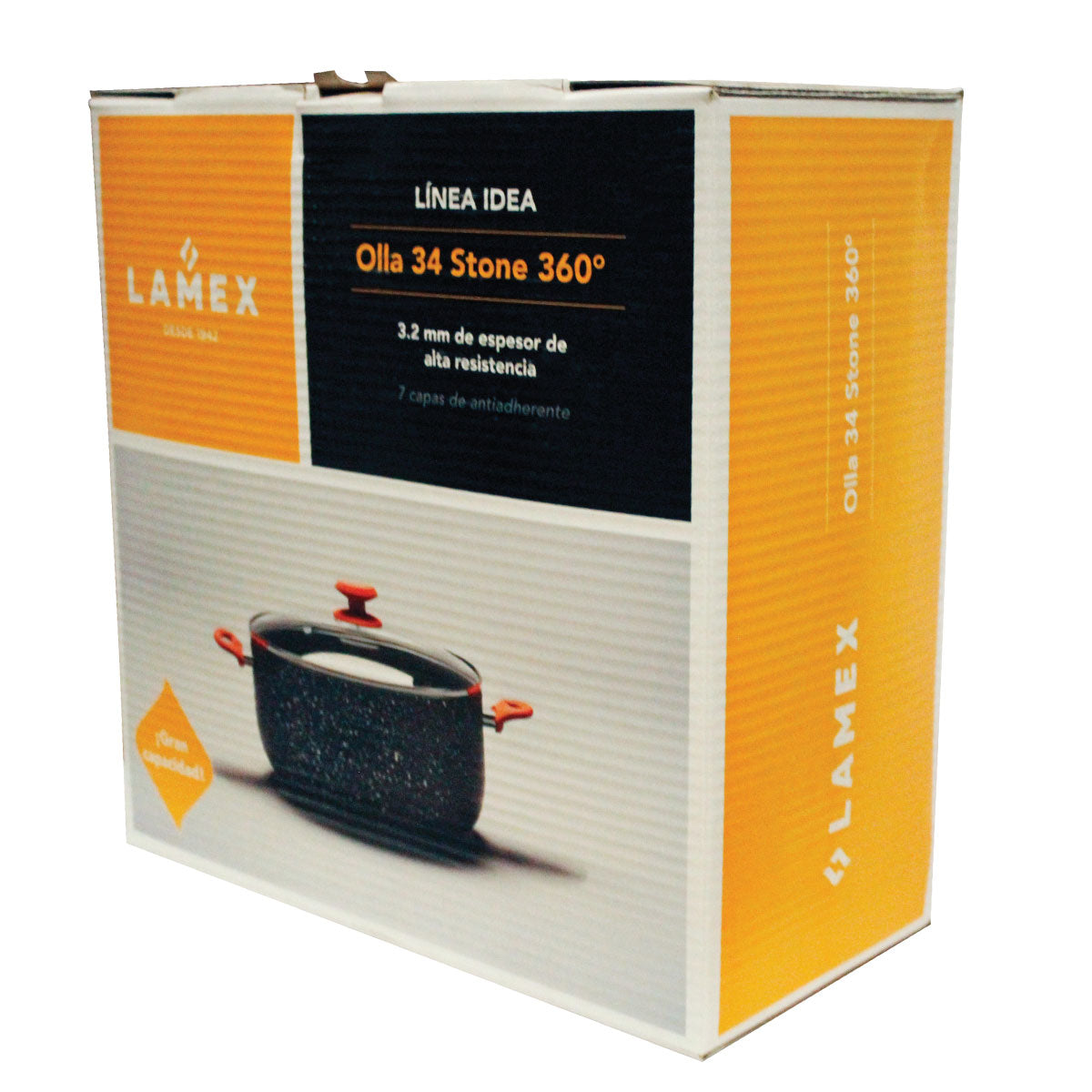 Olla 34 cm Stone Tapa de Vidrio Lamex 6729-0