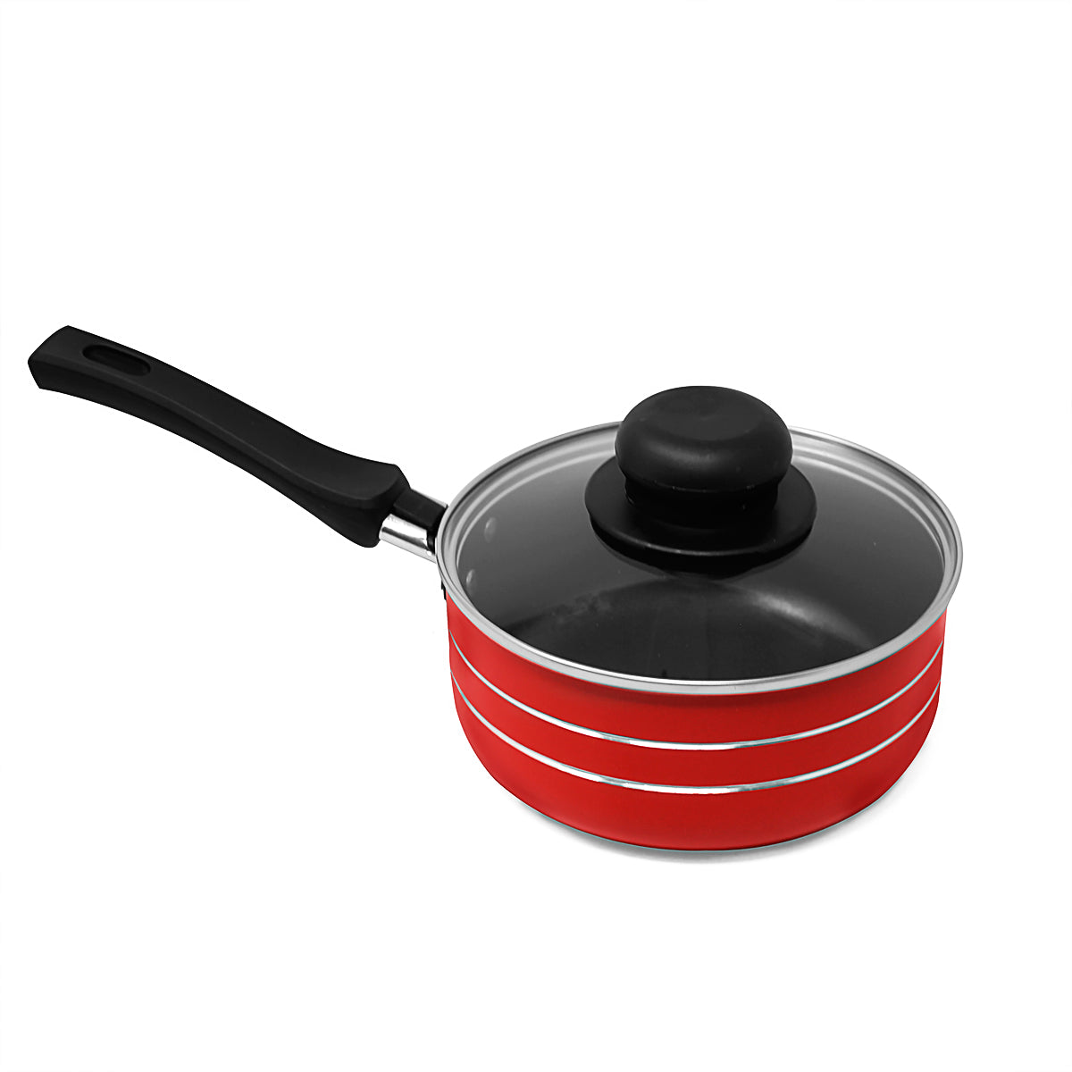 Cazo 16 Cm Antiadherente con Tapa de Vidrio Rojo Lamex 6630-9