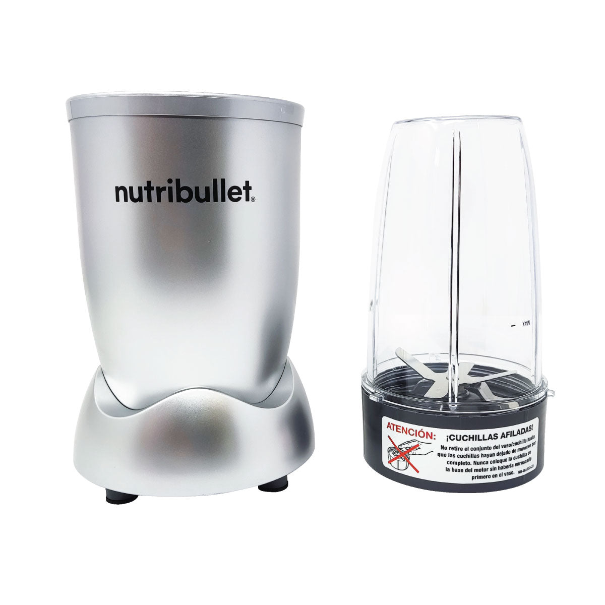 Licuadora Personal Procesador de Alimentos Nutribullet 5 Accesorios 600 W Plata 102580 (Caja de 2 Piezas)