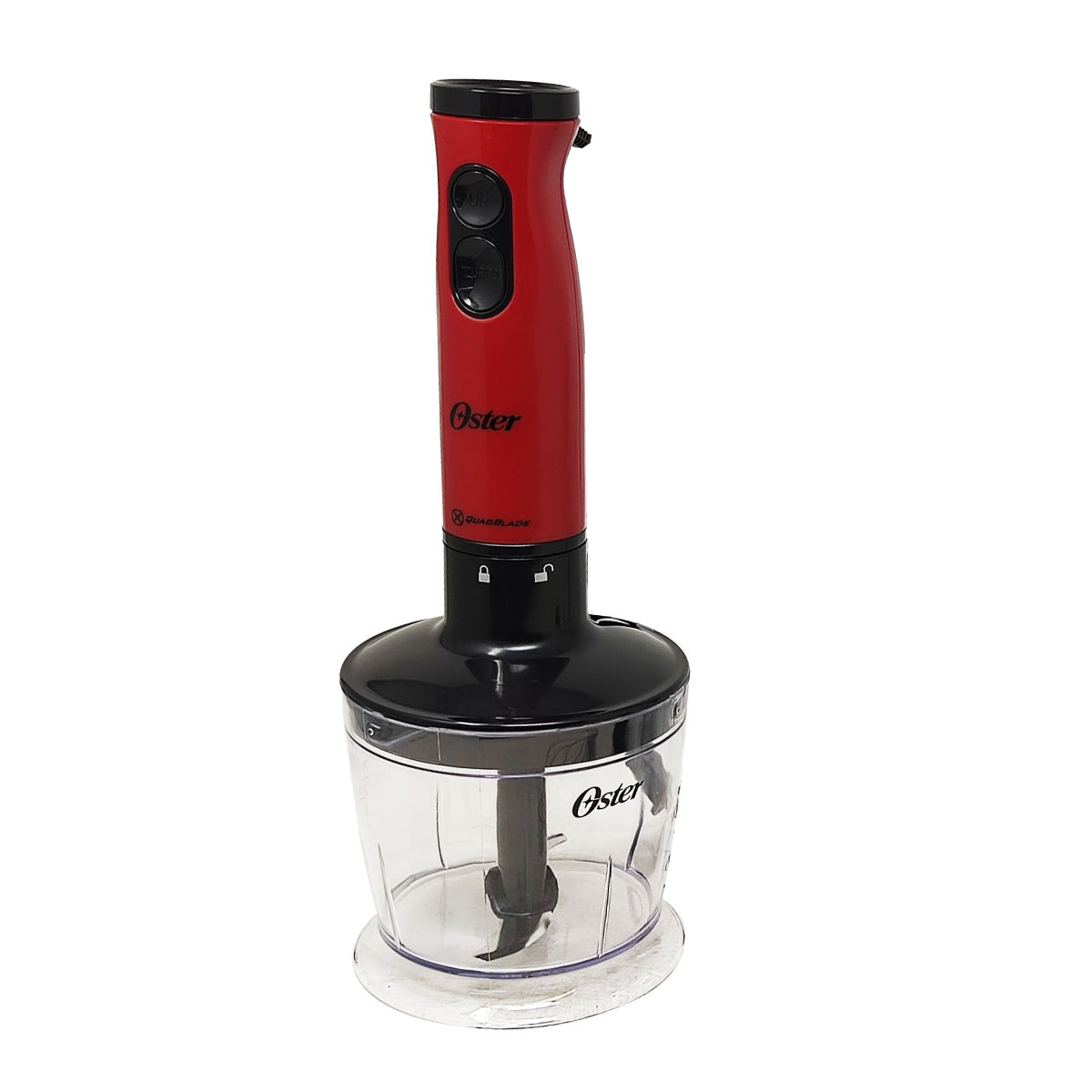 Batidora de Inmersión 1 Velocidad + Turbo con Accesorios Quad Roja Oster FPSTHB460A
