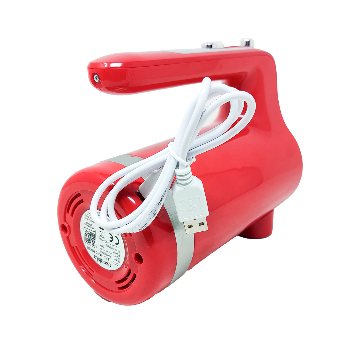 Batidora de Mano 7 Velocidades con Accesorios Inalámbrica Roja Decakila KMMX006R (Paquete con 6 Piezas)