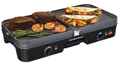 Parrilla/Plancha 3 en 1 con Placas Intercambiables Negro Hamilton Beach 38546