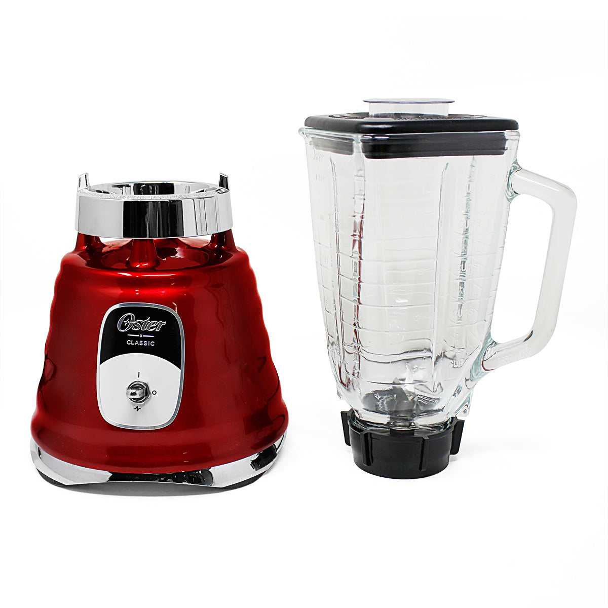 Licuadora 1 Velocidad + Pulso Vaso de Vidrio Roja Oster BLST4126-013 (2114101) (Paquete de 4 Piezas)