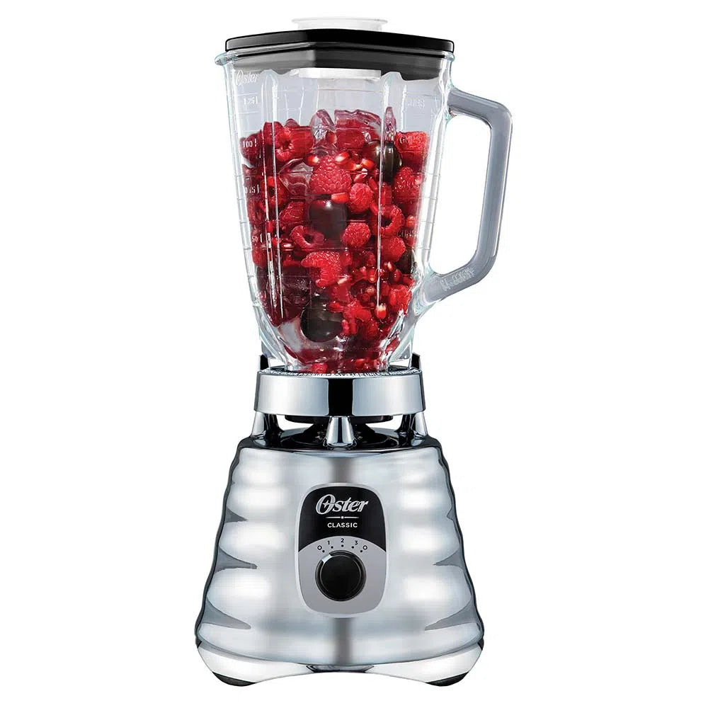 Licuadora 3 Velocidades Vaso Vidrio Clásica Cromo Oster BLST4655 (2114081) Caja de 4 Piezas