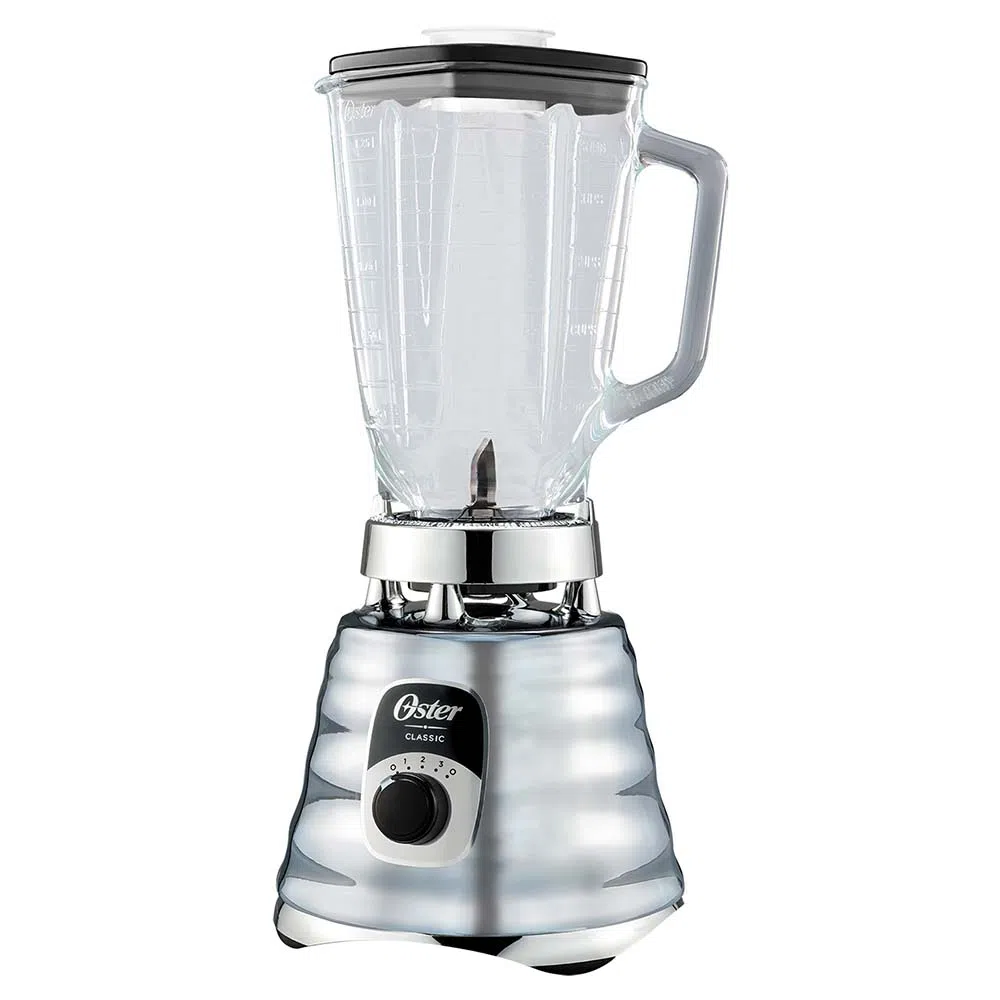 Licuadora 3 Velocidades Vaso Vidrio Clásica Cromo Oster BLST4655 (2114081) Caja de 4 Piezas