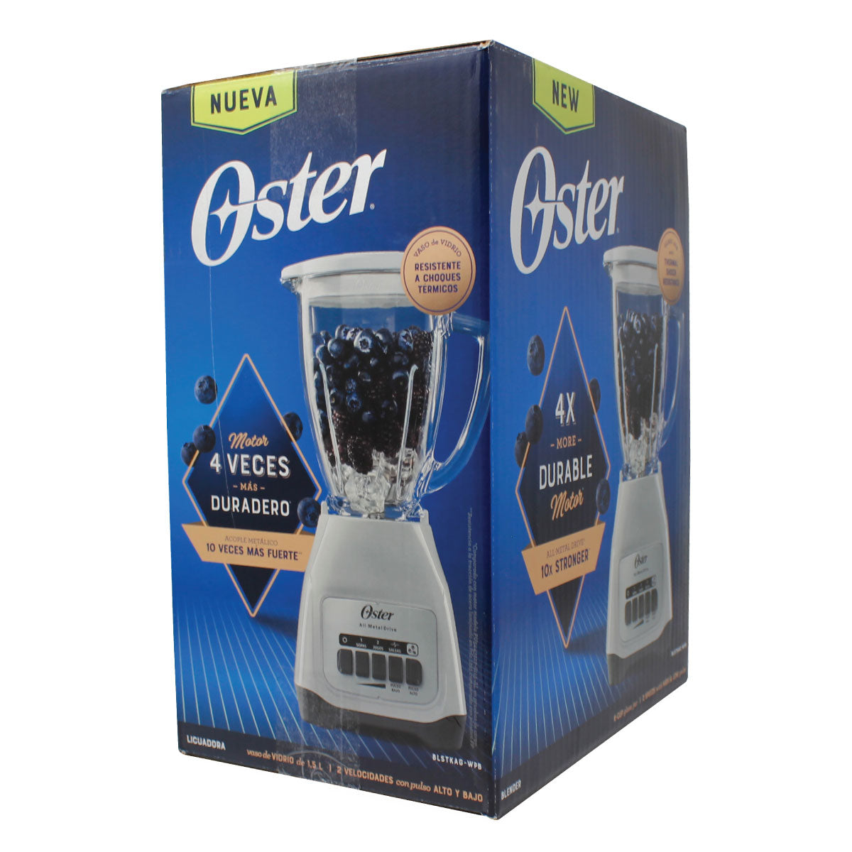 Licuadora 2 Velocidades + 2 Pulso Vaso de Vidrio Blanca Oster BLSTAG-WPB-013 (2110246)(Caja de 4 Piezas)