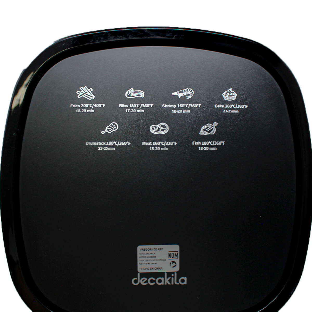 Freidora de Aire 4.5 L Panel Digital 1400 W Decakila KUEC039B
