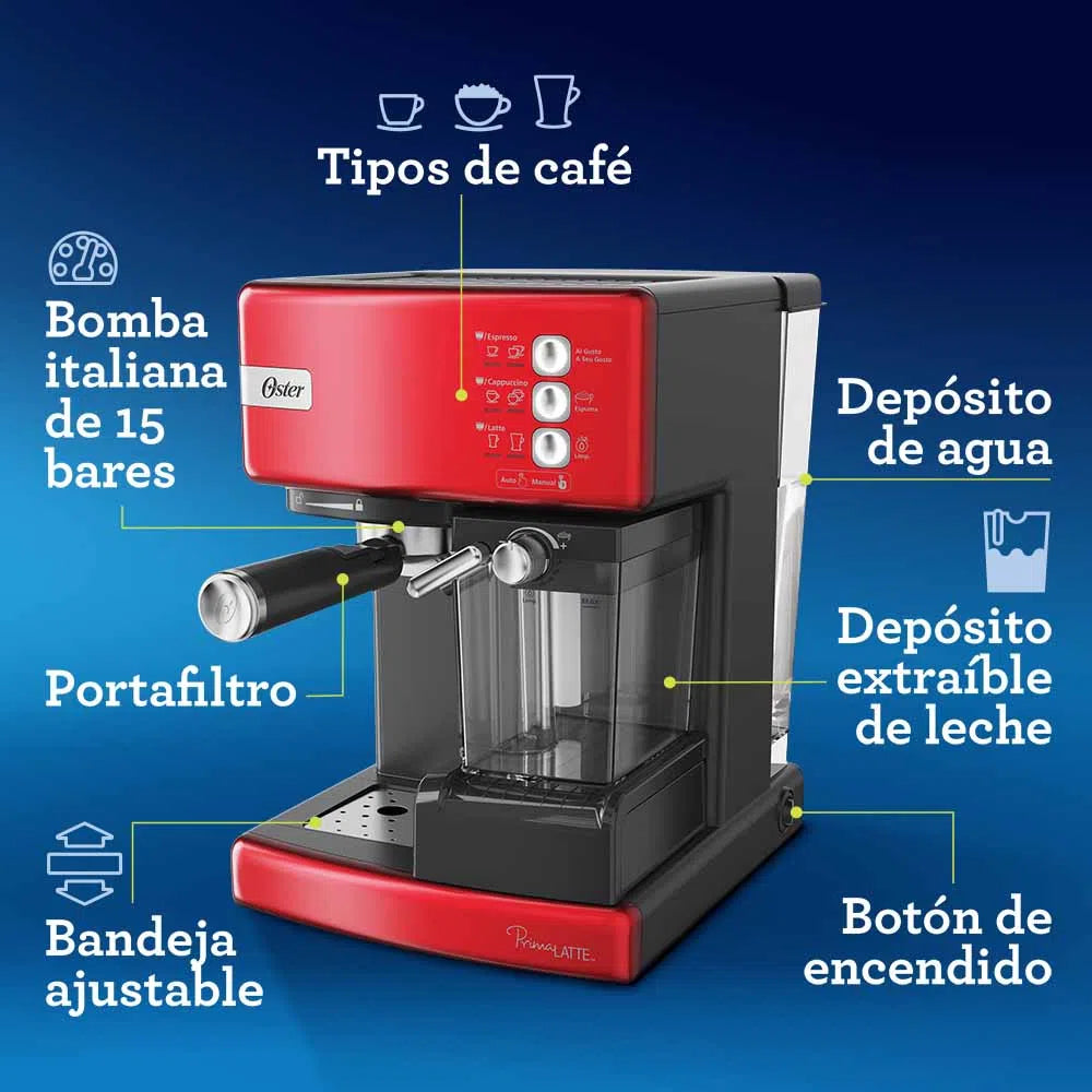 Cafetera Automatica De Expresso Prima Latte Roja Oster BVSTEM6603R-013