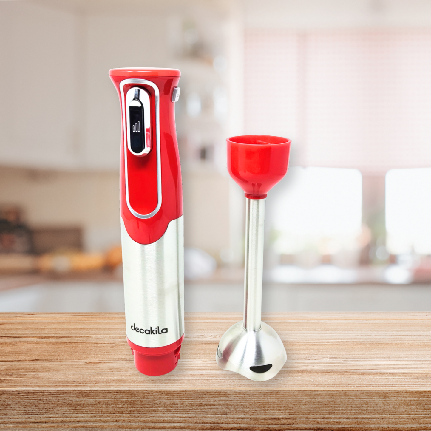 Batidora de Inmersión Inálambrica con Accesorios 4 en 1 Rojo Decakila KMJB024R (Paquete con 6 Piezas)