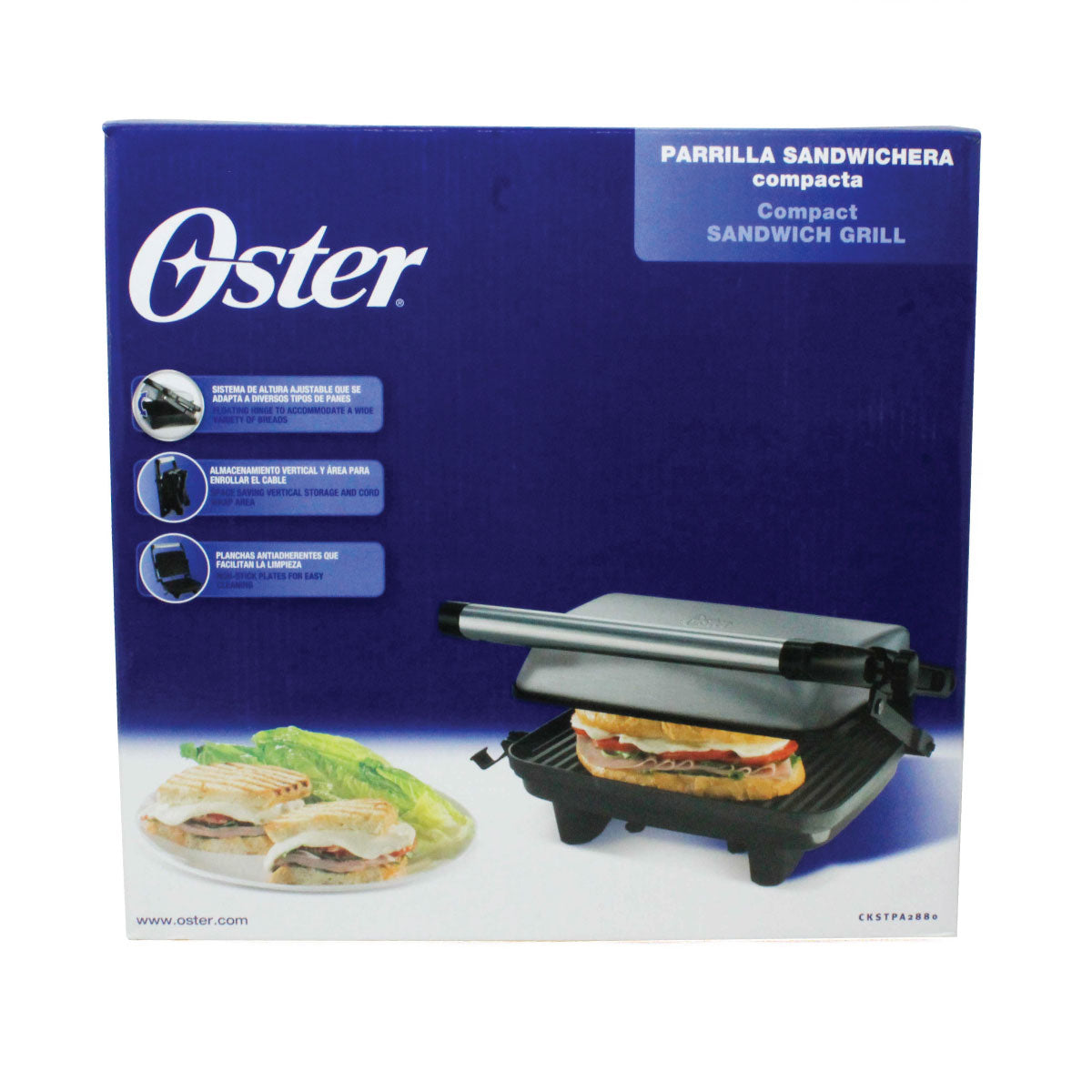 Parilla Para Panini Antiadherente Plata Oster Ckstpa2880-013