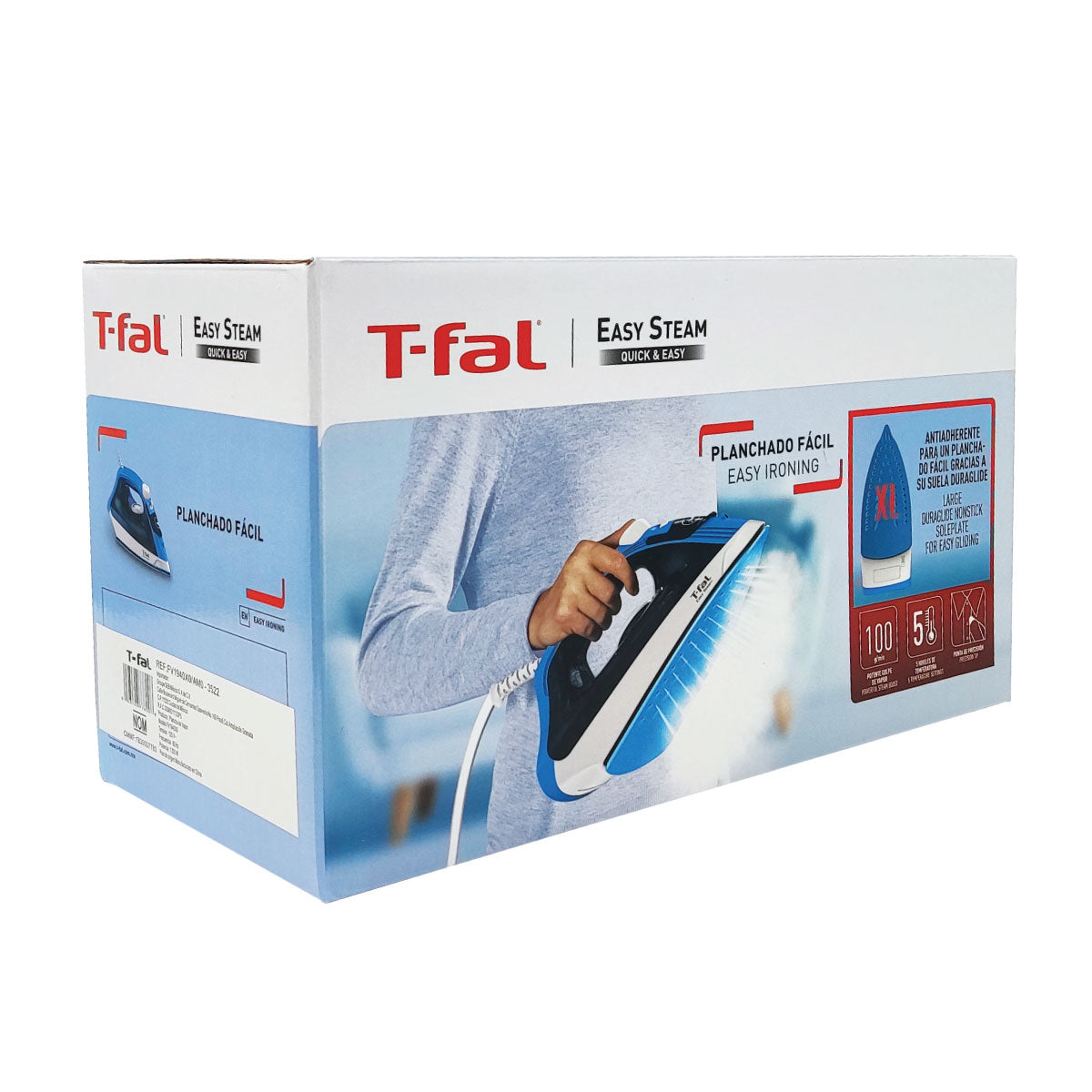 Plancha De Vapor Suela de Cerámica Easy Steam Azul T-Fal FV1940X0 (Caja de 6 Piezas)