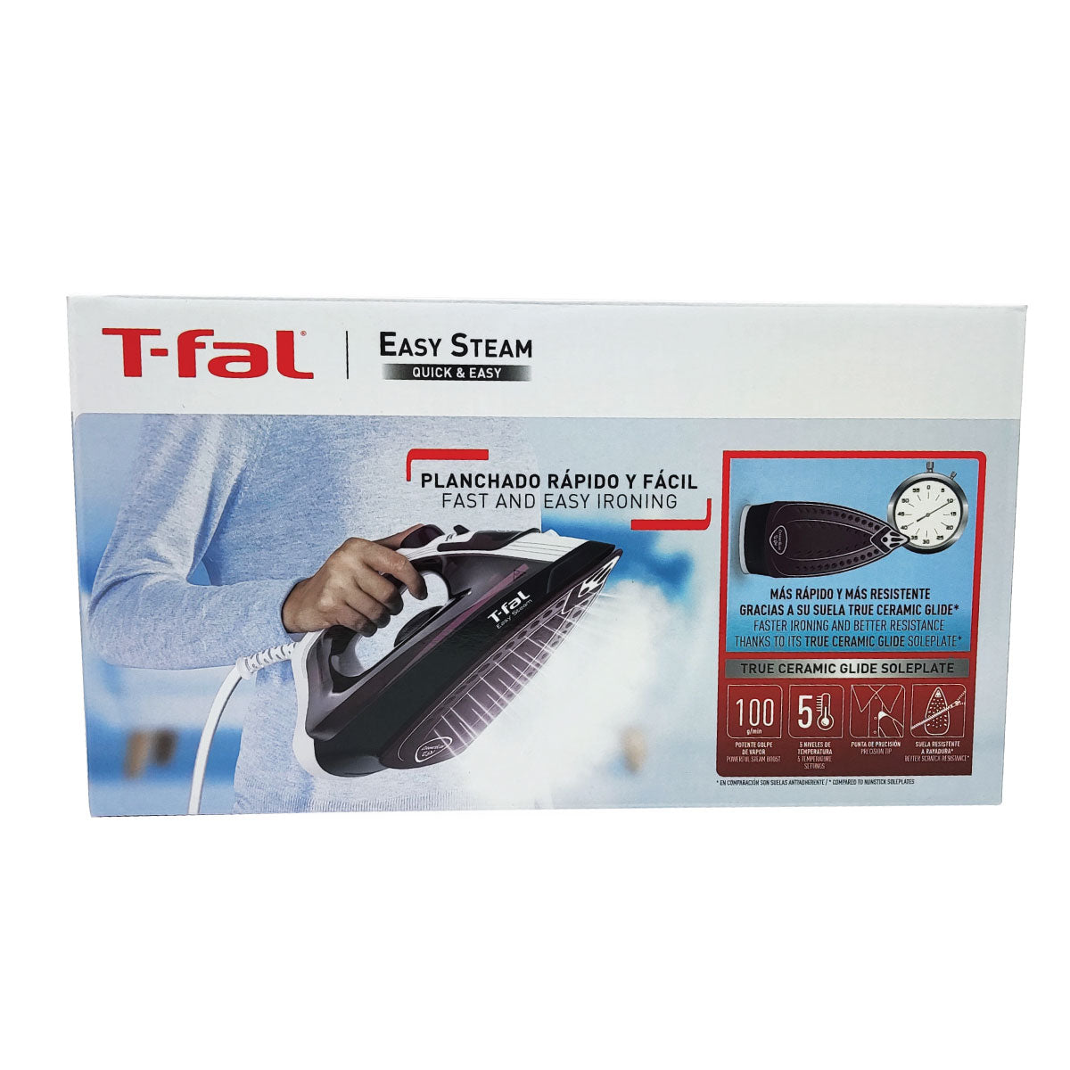 Plancha de Vapor Suela de Cerámica Easy Steam Morada T-Fal FV1951X0