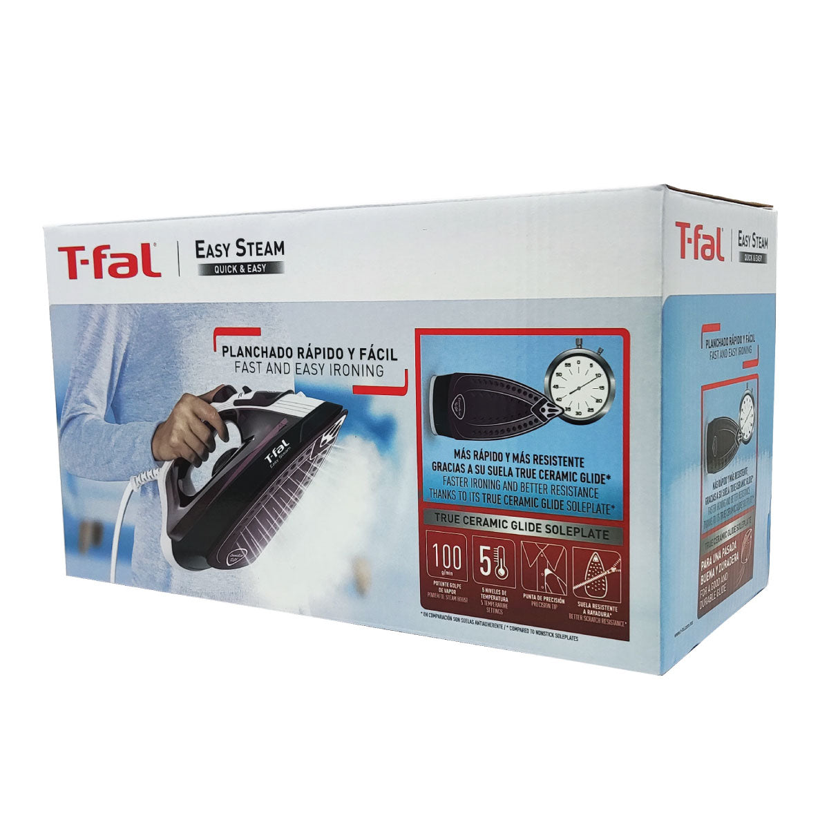 Plancha de Vapor Suela de Cerámica Easy Steam Morada T-Fal FV1951X0