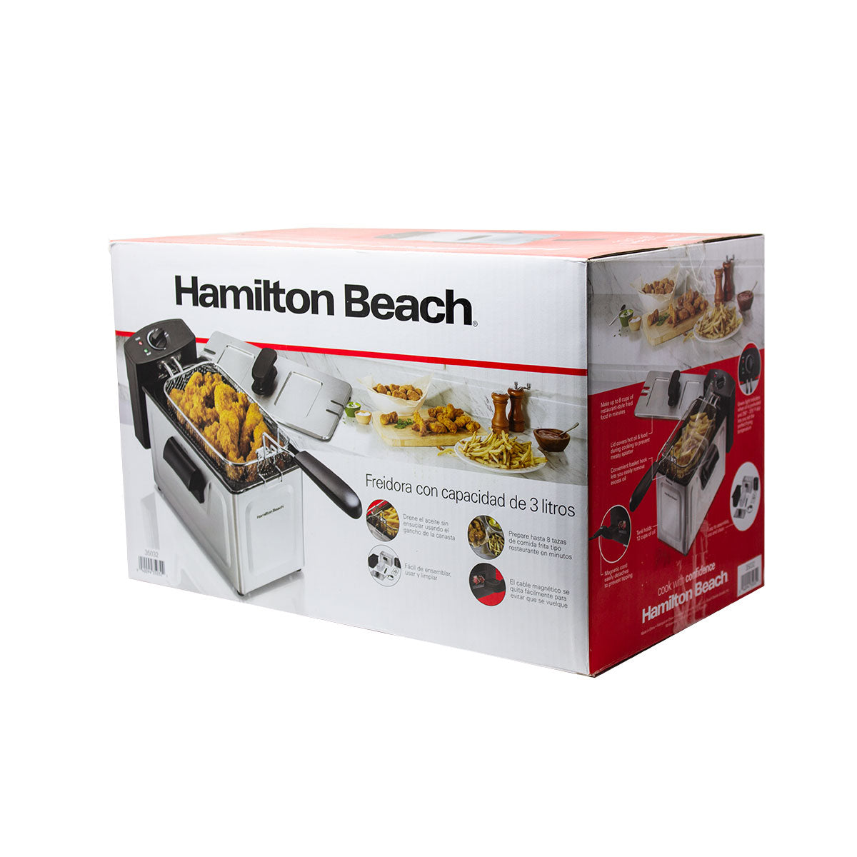 Freidora 12 Tazas (3 L) con Regulador de Temperatura y Tapa Hamilton Beach 35032
