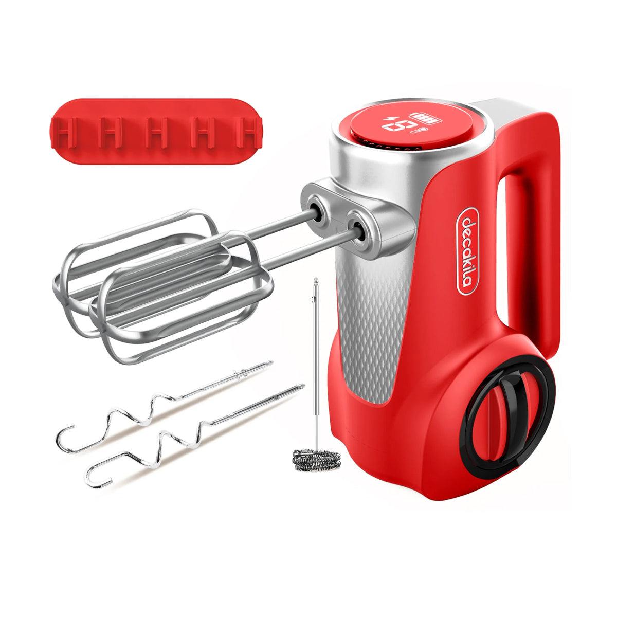 KMMX022R Batidora de Mano 7 Velocidades Inalámbrica de Batería Roja Decakila (Caja de 6 Piezas)