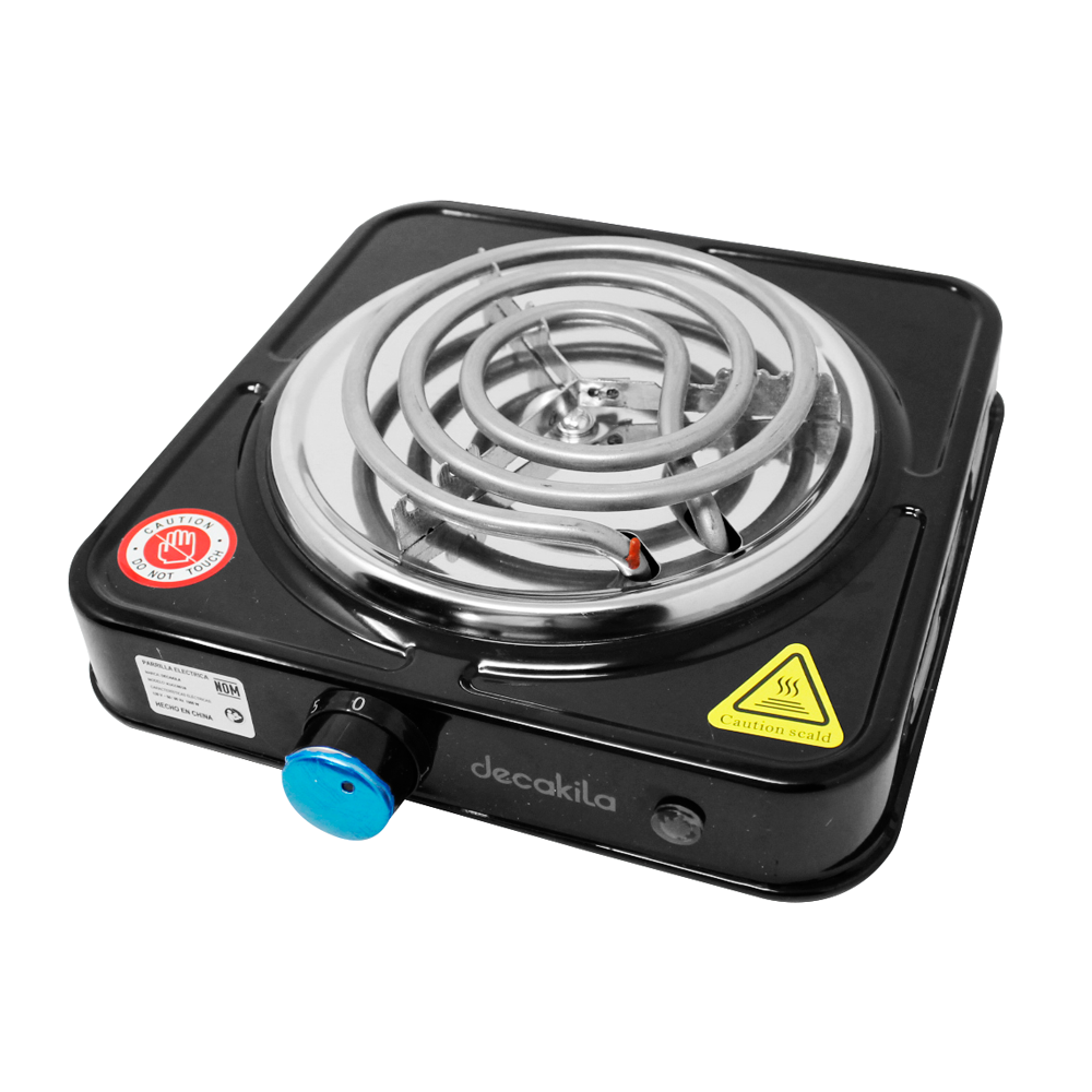 Parrilla eléctrica de Resistencia con Regulador de Temperatura Negro Decakila KUCC001B (Caja con 12 Piezas)