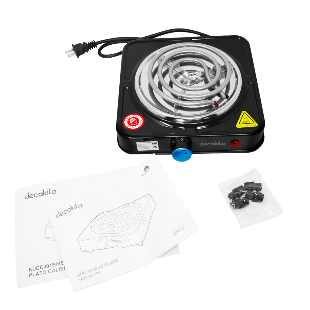 Parrilla eléctrica de Resistencia con Regulador de Temperatura Negro Decakila KUCC001B (Caja con 12 Piezas)