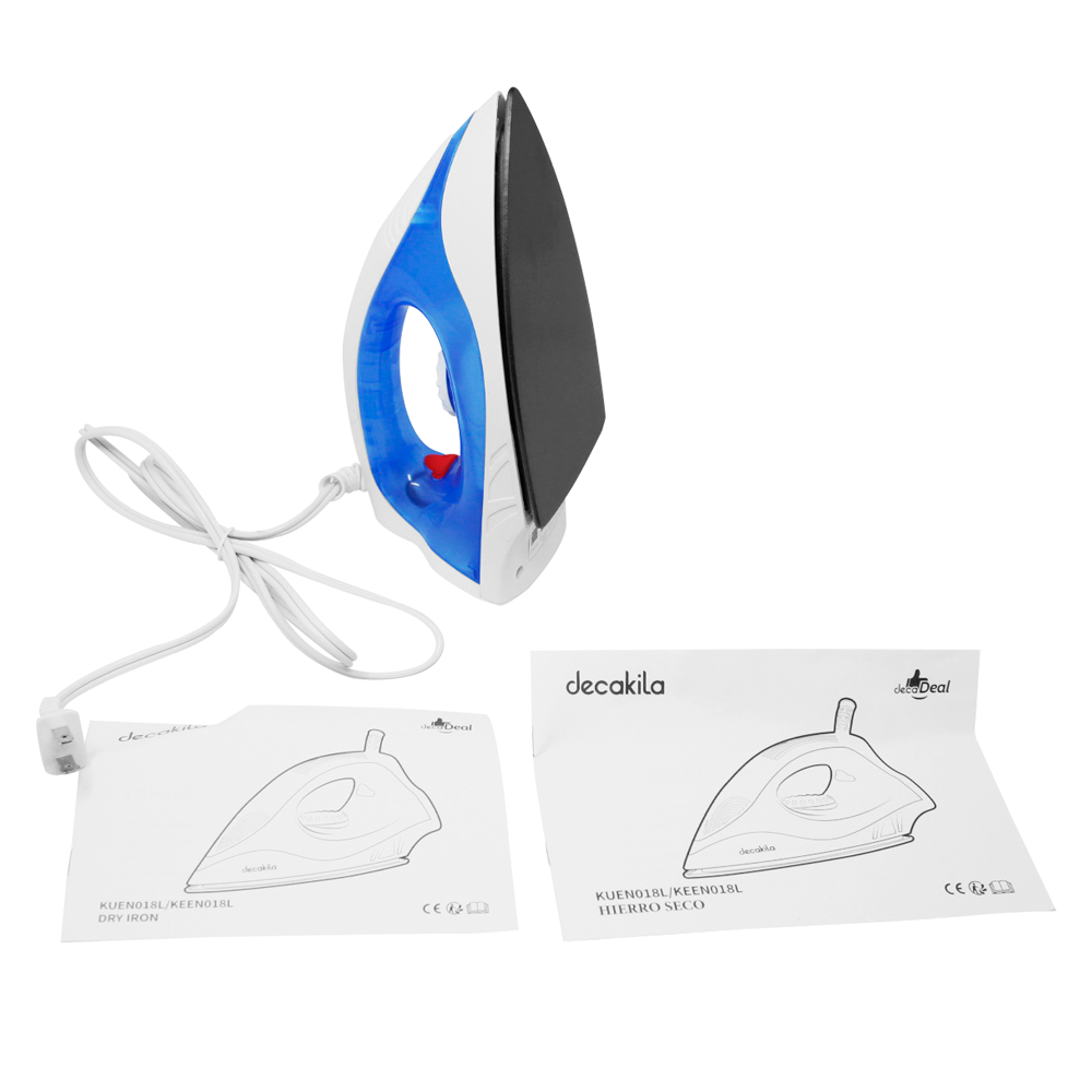 Plancha Seca con Antiadherente 1000 W Azul Decakila KUEN018L (Caja con 12 Piezas)
