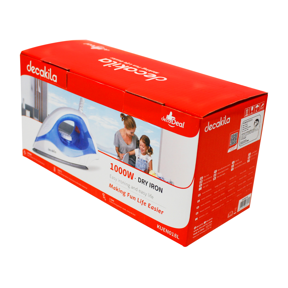 Plancha Seca con Antiadherente 1000 W Azul Decakila KUEN018L (Caja con 12 Piezas)