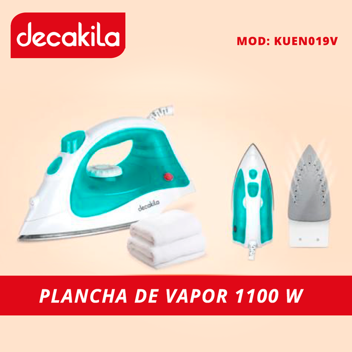 Plancha de Vapor 1100 W Verde Aqua Decakila KUEN019V