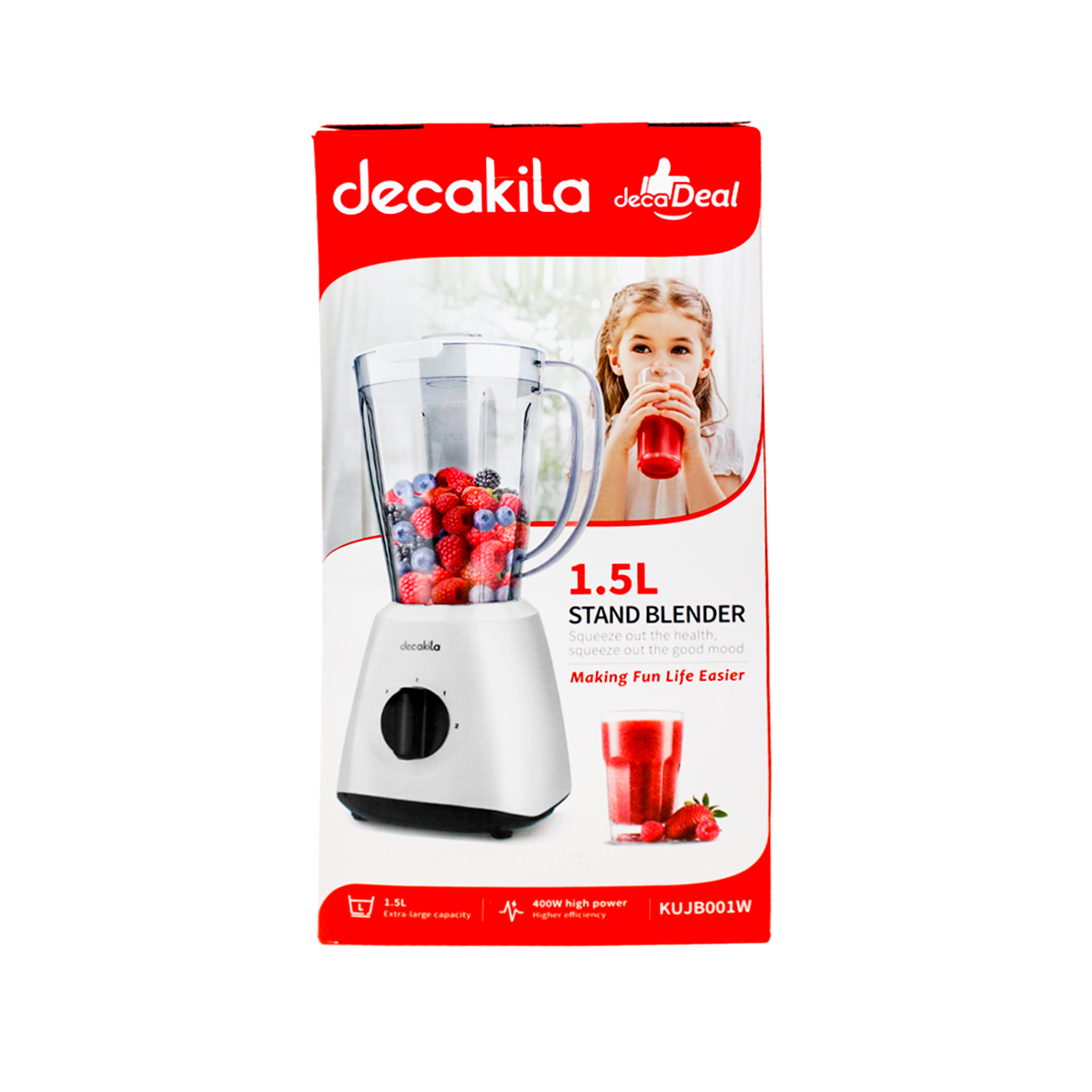 Licuadora Vaso de Plástico Blanca Decakila KUJB001W