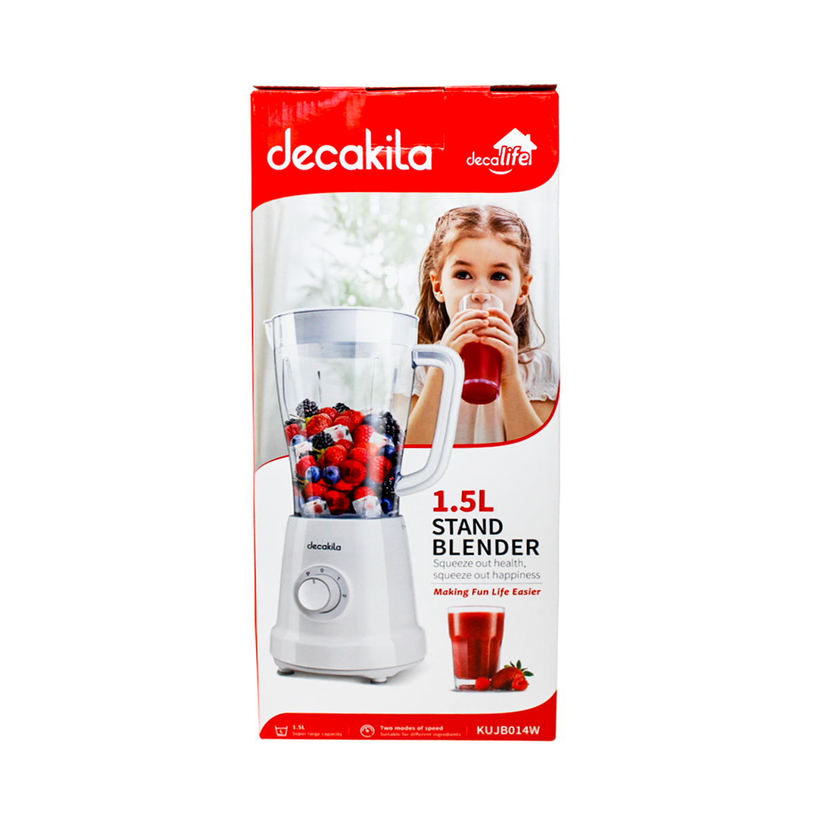 Licuadora 2 Velocidades + Pulso Vaso de Plástico 500 W Blanca Decakila KUJB014W (Caja de 4 Piezas)