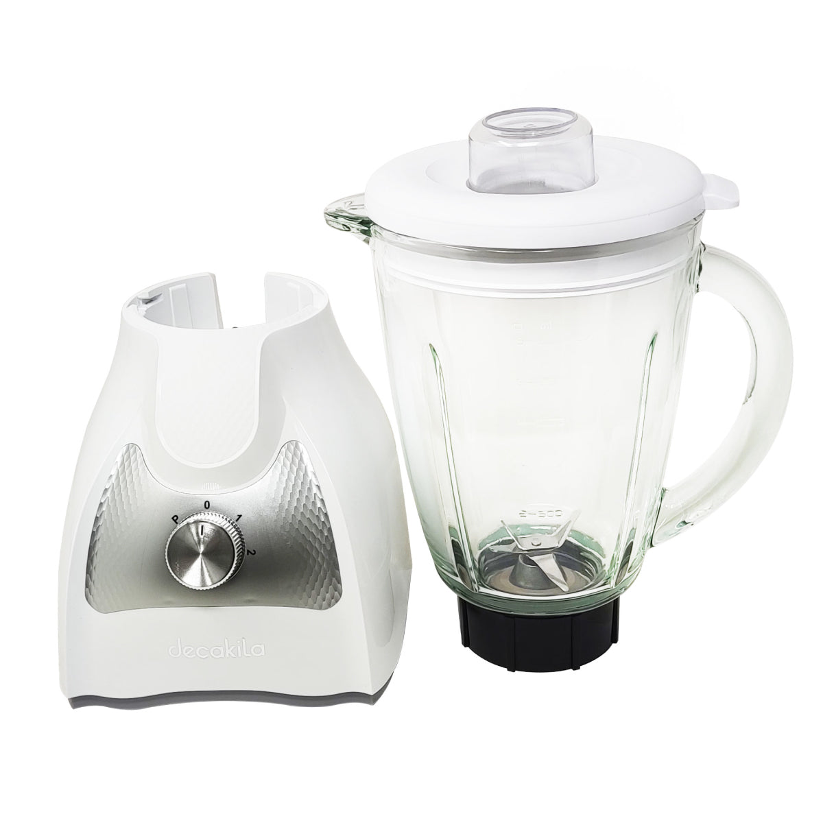Licuadora 2 Velocidades Vaso Vidrio Blanco Decakila KUJB045W (Caja con 4 piezas)