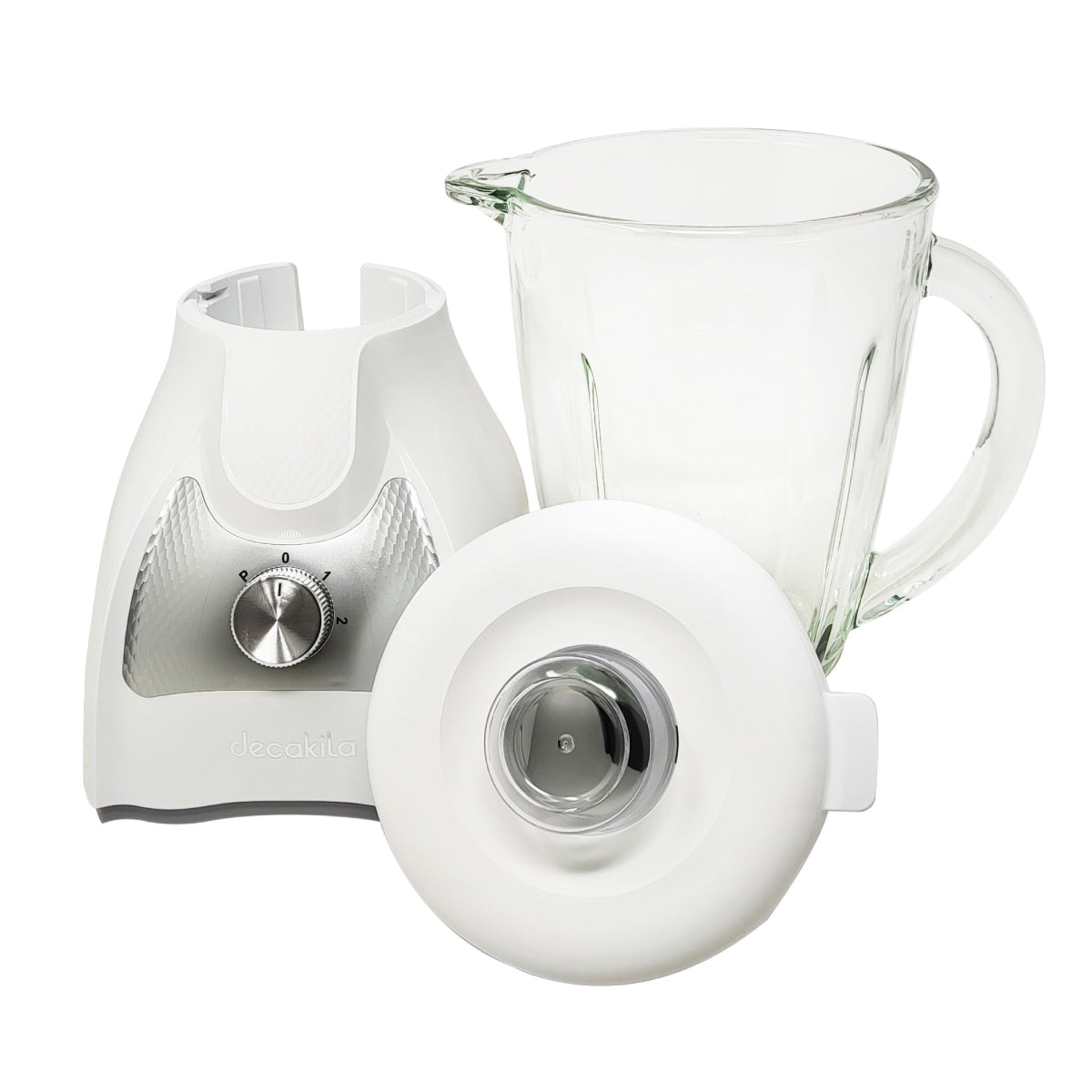 Licuadora 2 Velocidades Vaso Vidrio Blanco Decakila KUJB045W (Caja con 4 piezas)