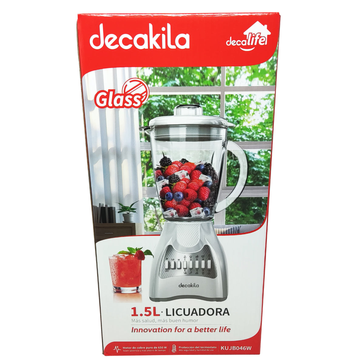 Licuadora 10 Velocidades Vaso Vidrio Blanca Decakila KUJB046W