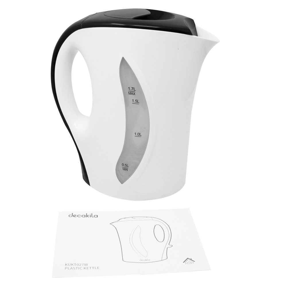 Hervidor Eléctrico 1.7 L 1100 W Blanco Decakila KUKT027W (Caja con 12 Piezas)