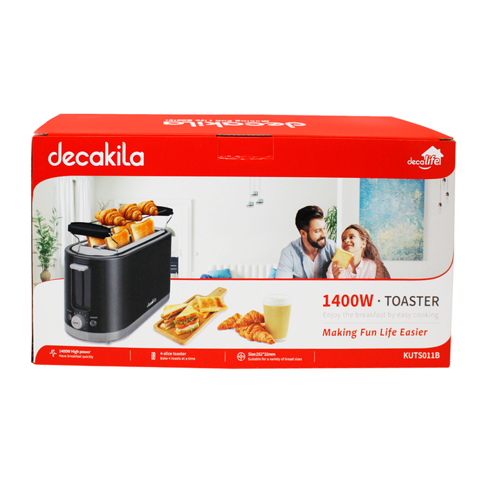 Tostador Multifunción 4 Rebanadas 1400 W Negro Decakila KUTS011B