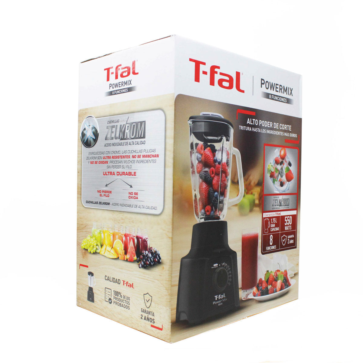Licuadora 8 Velocidades Vaso de Vidrio 1.25 L Power Mix Negro T-fal LN2898MX (Paquete con 3 Piezas)