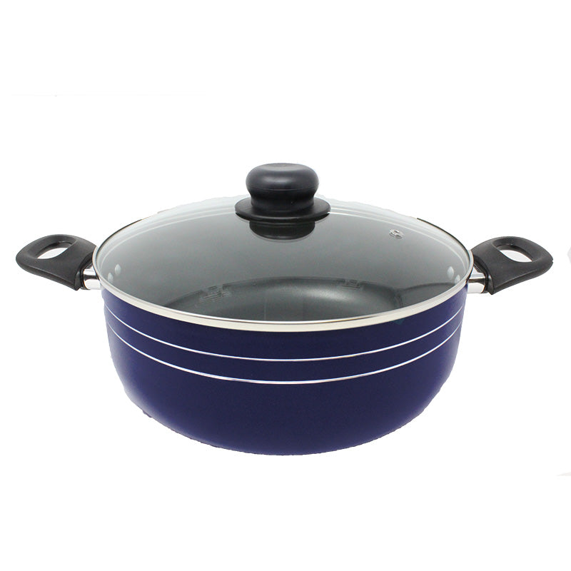 Cacerola 28 Cm Con Tapa de Vidrio Antiadherente Azul Lamex 6515-9
