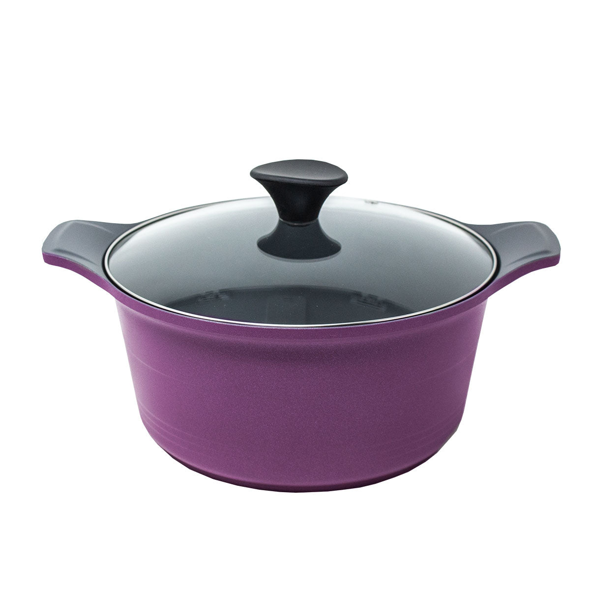 Olla 24 cm Aluminio Fundido con Tapa de Vidrio Morada Lamex Cinco 6836-5